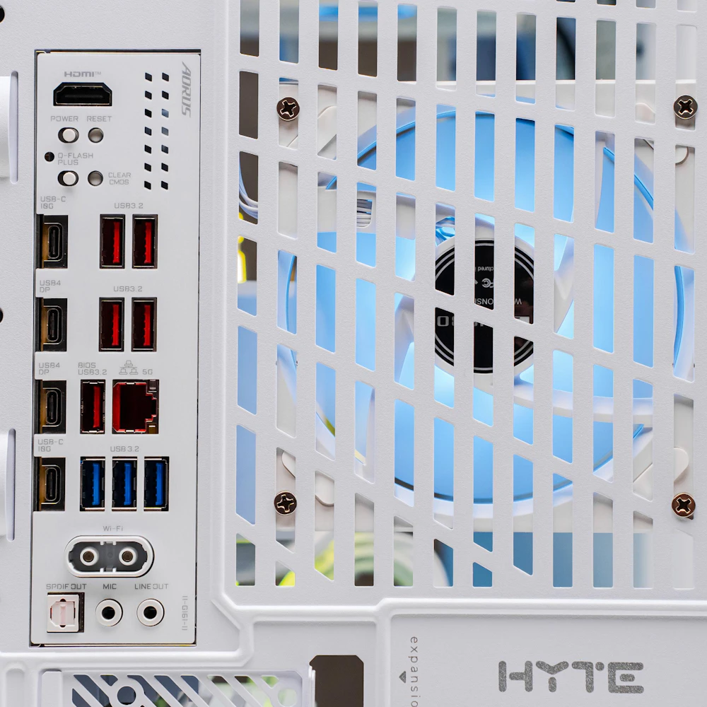 A large main feature product image of PLE Infinite RTX 5090 Prebuilt Ready To Go Gaming PC