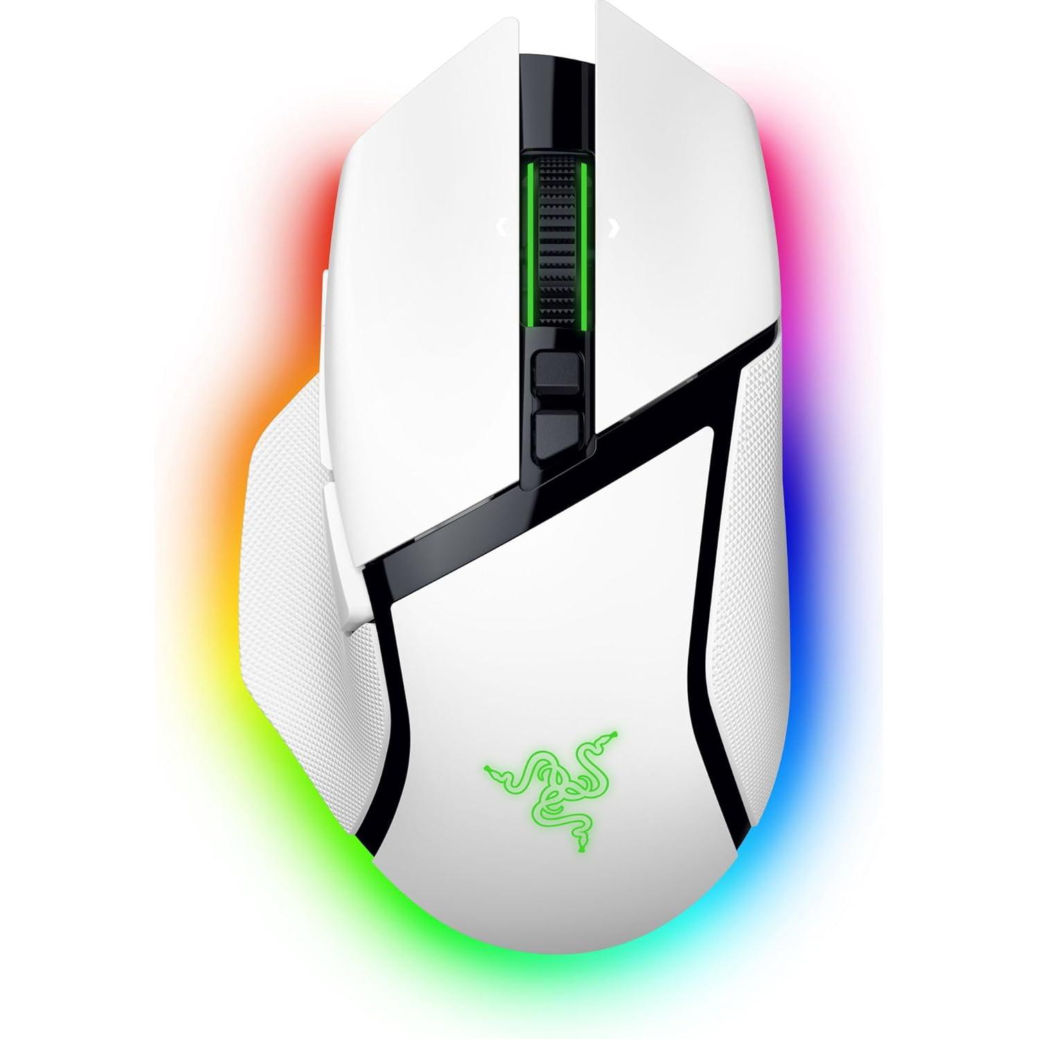 A large main feature product image of Razer Basilisk V3 Pro 35K - Ergonomic Wireless Gaming Mouse - White Edition