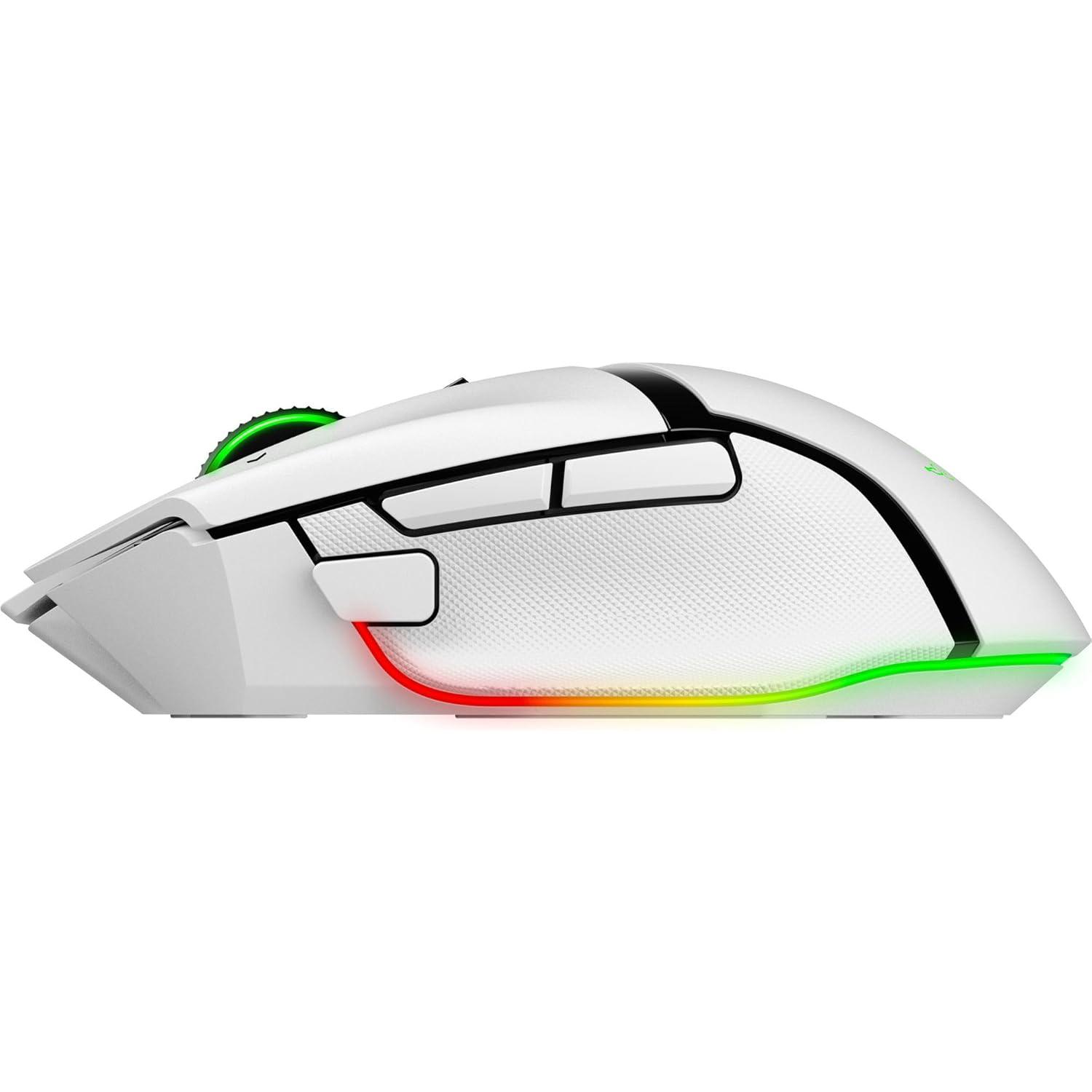A large main feature product image of Razer Basilisk V3 Pro 35K - Ergonomic Wireless Gaming Mouse - White Edition