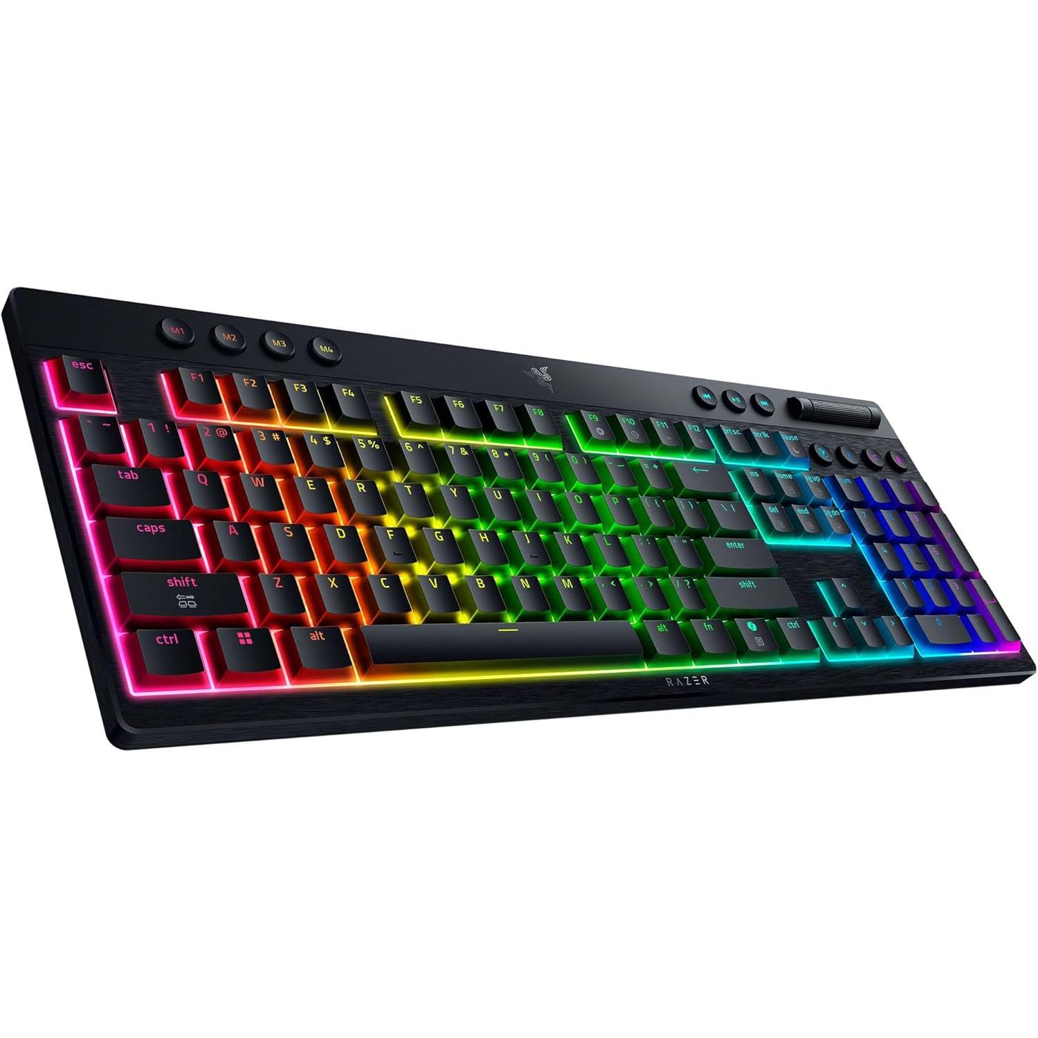 A large main feature product image of Razer BlackWidow V4 Low-profile HyperSpeed - Wireless Low-Profile Mechanical Gaming Keyboard (Yellow Linear Switch)