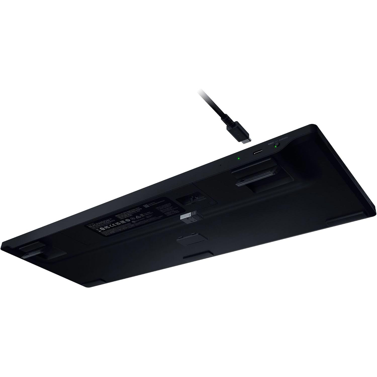 A large main feature product image of Razer BlackWidow V4 Low-profile HyperSpeed - Wireless Low-Profile Mechanical Gaming Keyboard (Yellow Linear Switch)