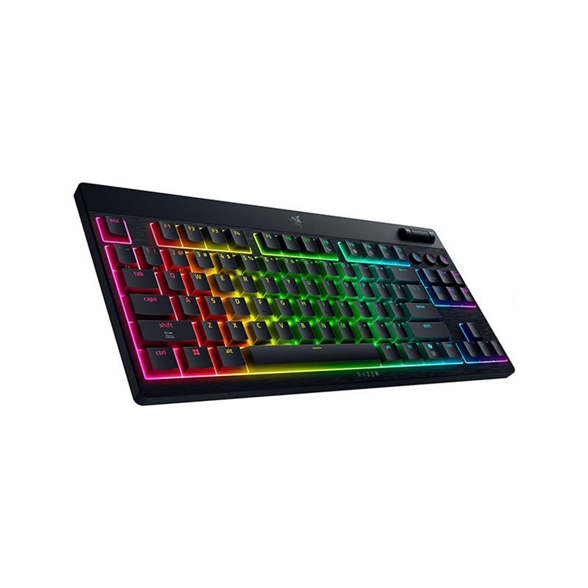 A large main feature product image of Razer BlackWidow V4 Low-profile Tenkeyless HyperSpeed - Wireless Low-profile Mechanical Gaming Keyboard (Yellow Linear Switch)