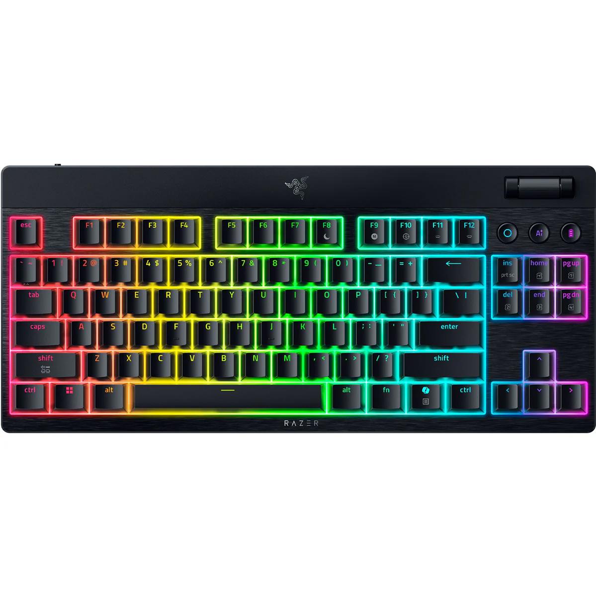 A large main feature product image of Razer BlackWidow V4 Low-profile Tenkeyless HyperSpeed - Wireless Low-profile Mechanical Gaming Keyboard (Yellow Linear Switch)