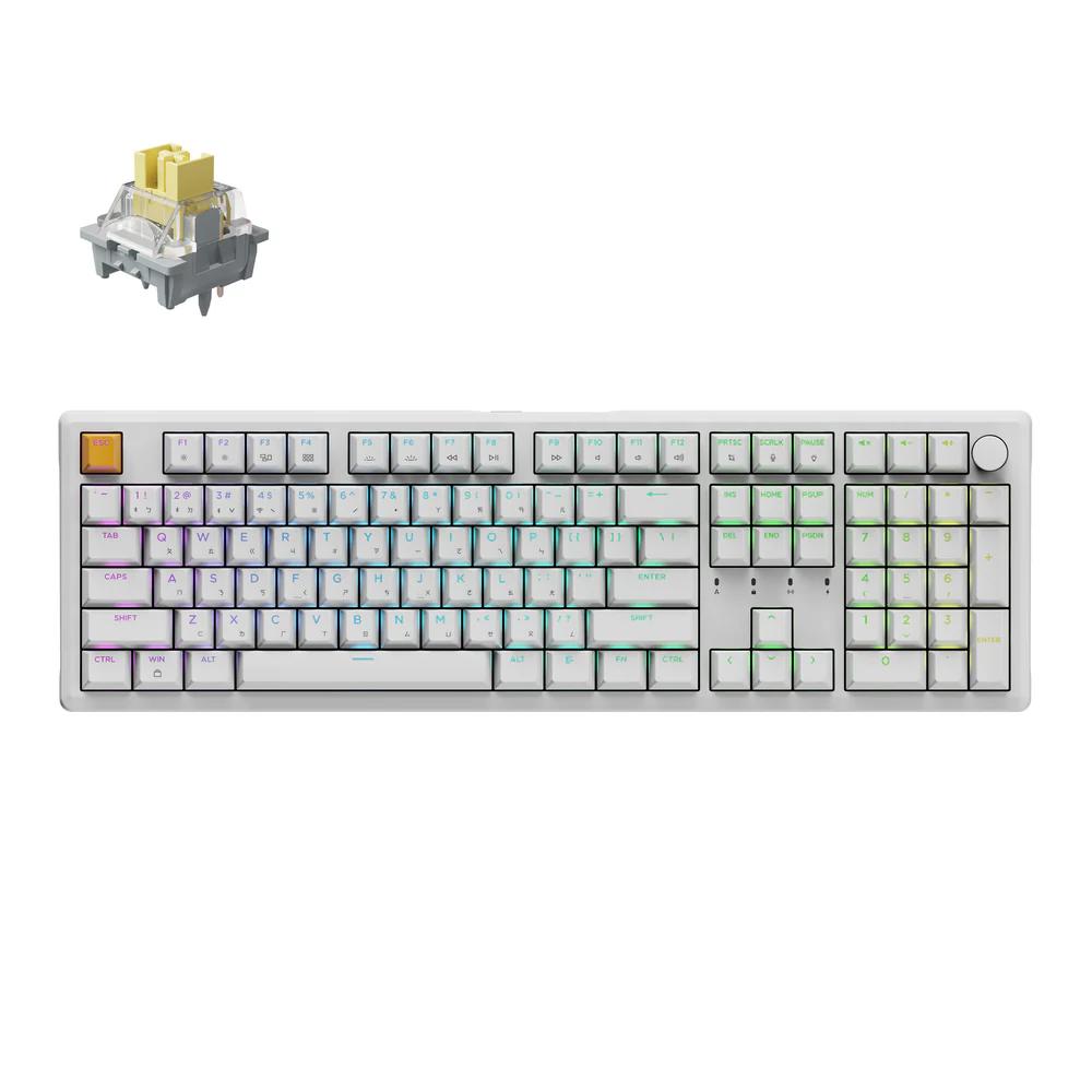 A large main feature product image of Keychron J5 QMK Wireless RGB Mechanical Keyboard - White (Banana Switch)
