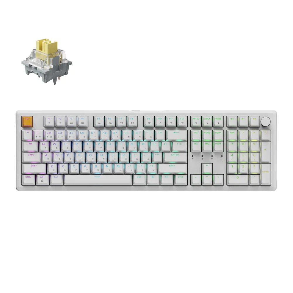 Keychron J5 QMK Wireless RGB Mechanical Keyboard - White (Banana Switch)