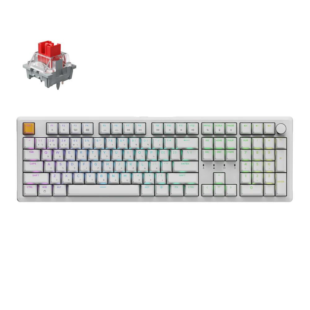 A large main feature product image of Keychron J5 QMK Wireless RGB Mechanical Keyboard - White (Red Switch)