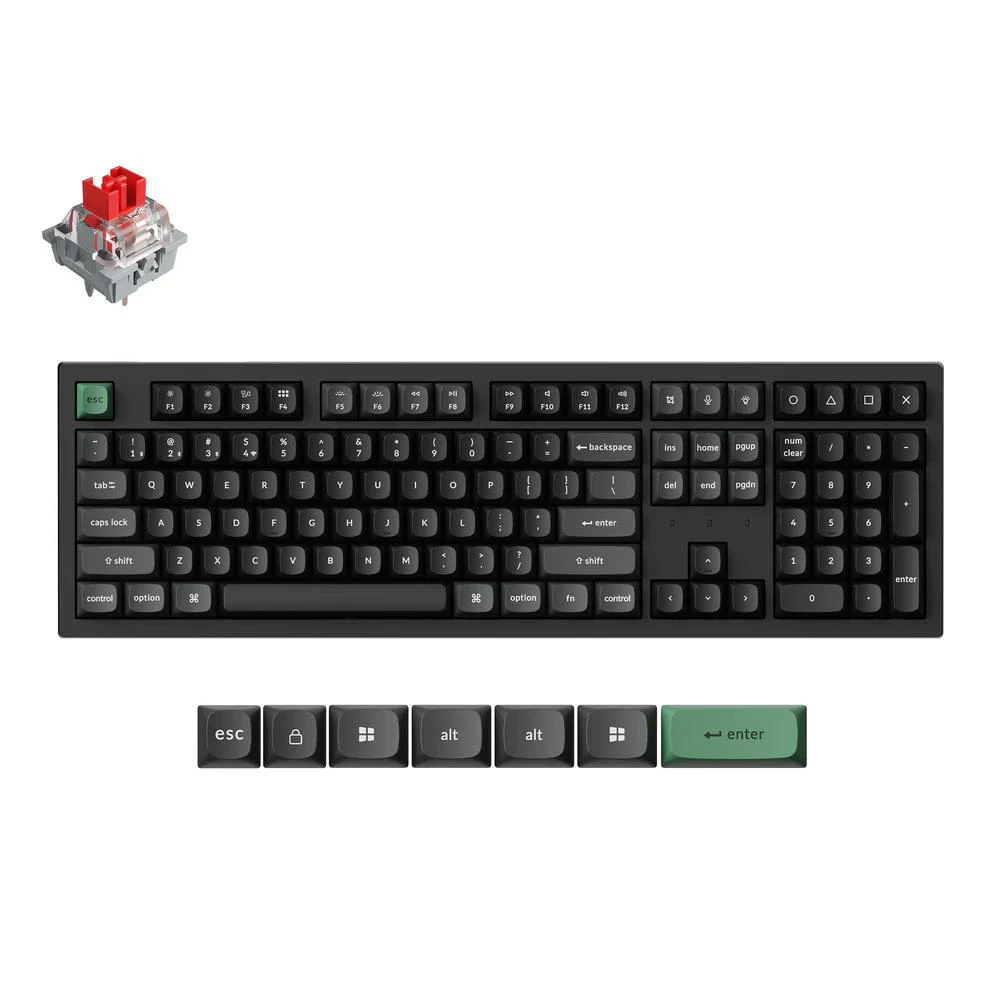 A large main feature product image of Keychron K10 Ultra Full Size 8K Wireless Custom Mechanical Keyboard - Black (Red Switch)