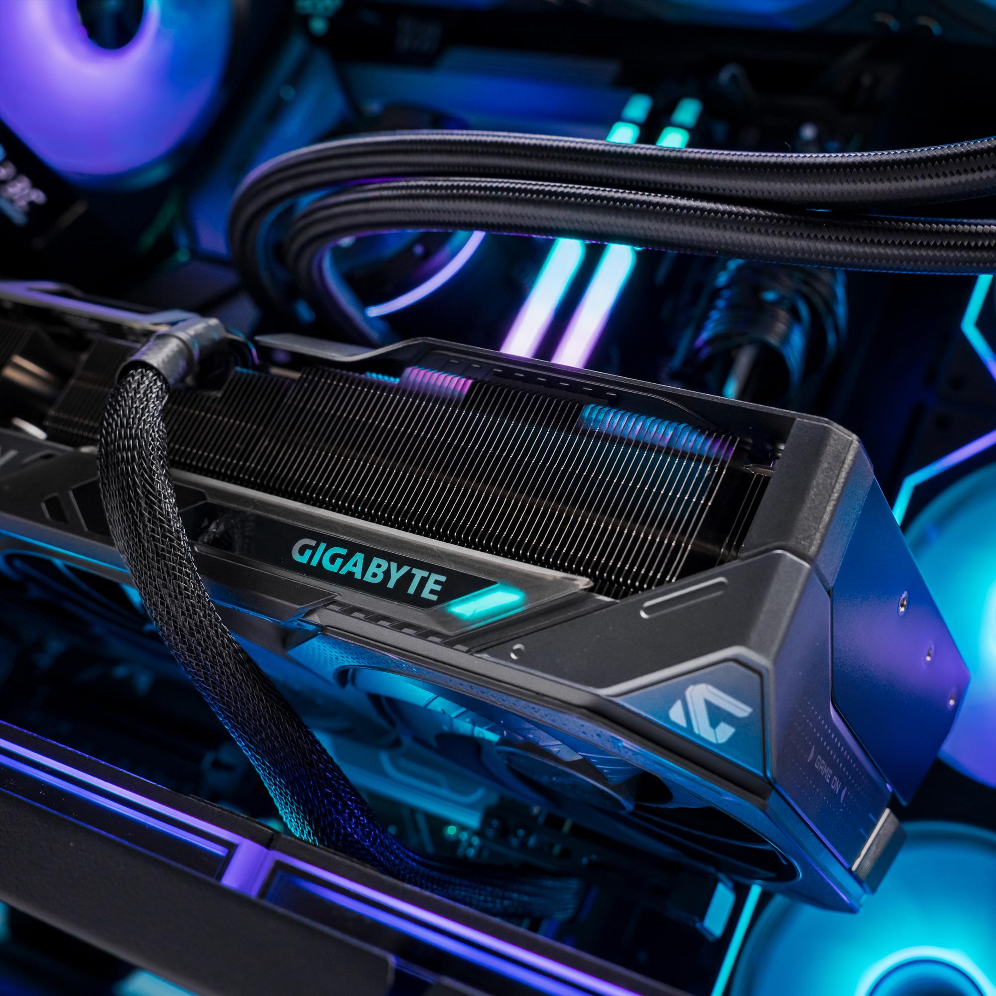 A large main feature product image of PLE Celestial RTX 5080 Prebuilt Ready To Go Gaming PC