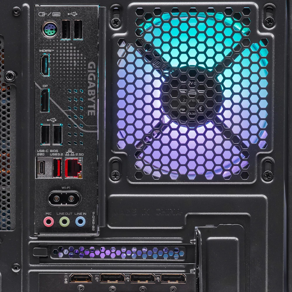A large main feature product image of PLE Celestial RTX 5080 Prebuilt Ready To Go Gaming PC