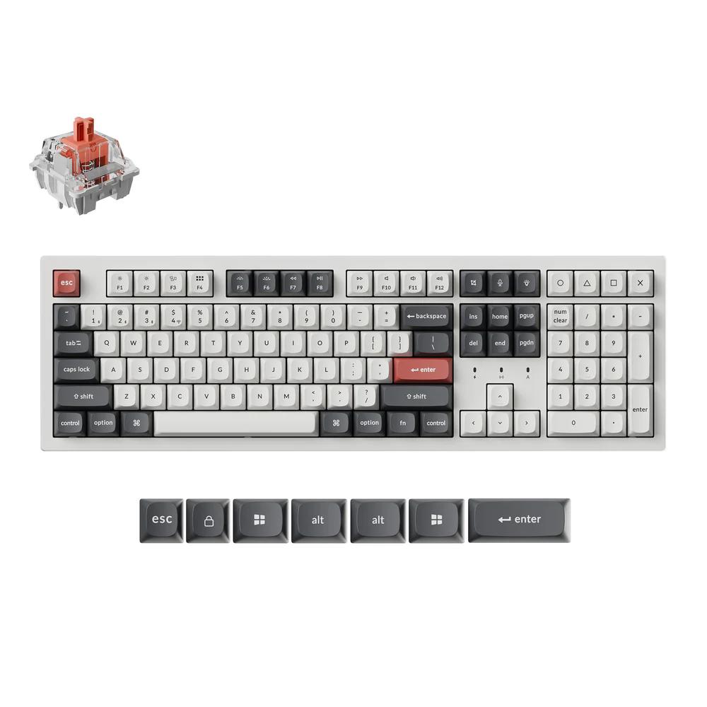 A large main feature product image of Keychron K10 Ultra Full Size 8K Wireless Custom Mechanical Keyboard - White (Silent Red Switch)