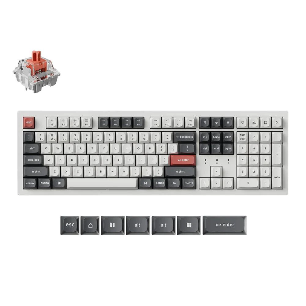 Keychron K10 Ultra Full Size 8K Wireless Custom Mechanical Keyboard - White (Silent Red Switch)