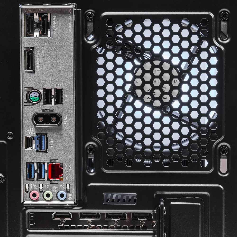 A large main feature product image of PLE Shadow RX 9070 XT Prebuilt Ready To Go Gaming PC