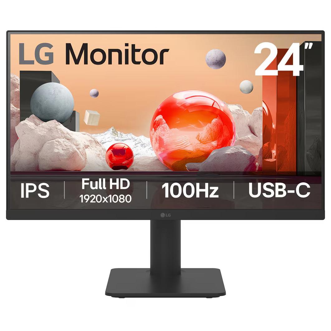 A large main feature product image of LG 24MS570B-B - 24" 1080p 100Hz IPS Monitor with USB-C