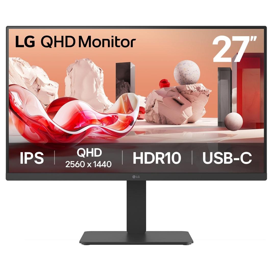 A large main feature product image of LG 27BA65QB-B - 27" 1440p 100Hz IPS Monitor with Daisy Chain