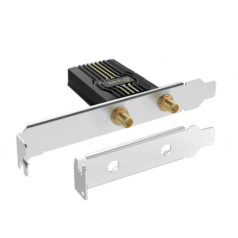 A large main feature product image of TP-Link Archer TBE552E BE9300 Tri-Band Wi-Fi 7 Bluetooth 5.4 PCIe Adapter
