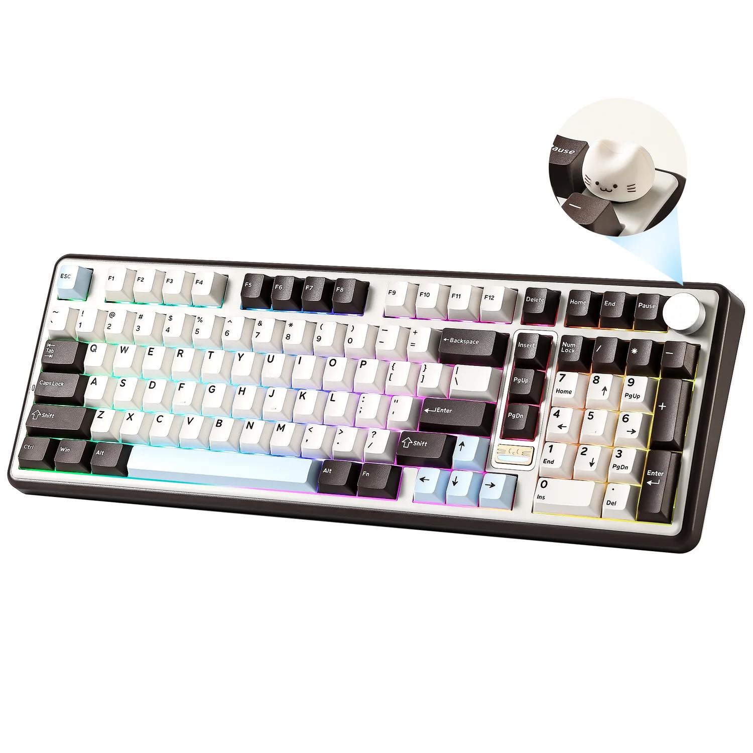 A large main feature product image of YUNZII B98 PRO QMK/VIA Hot-Swap Wireless Mechanical Keyboard - Coffee Brown (Candy Linear Switch)