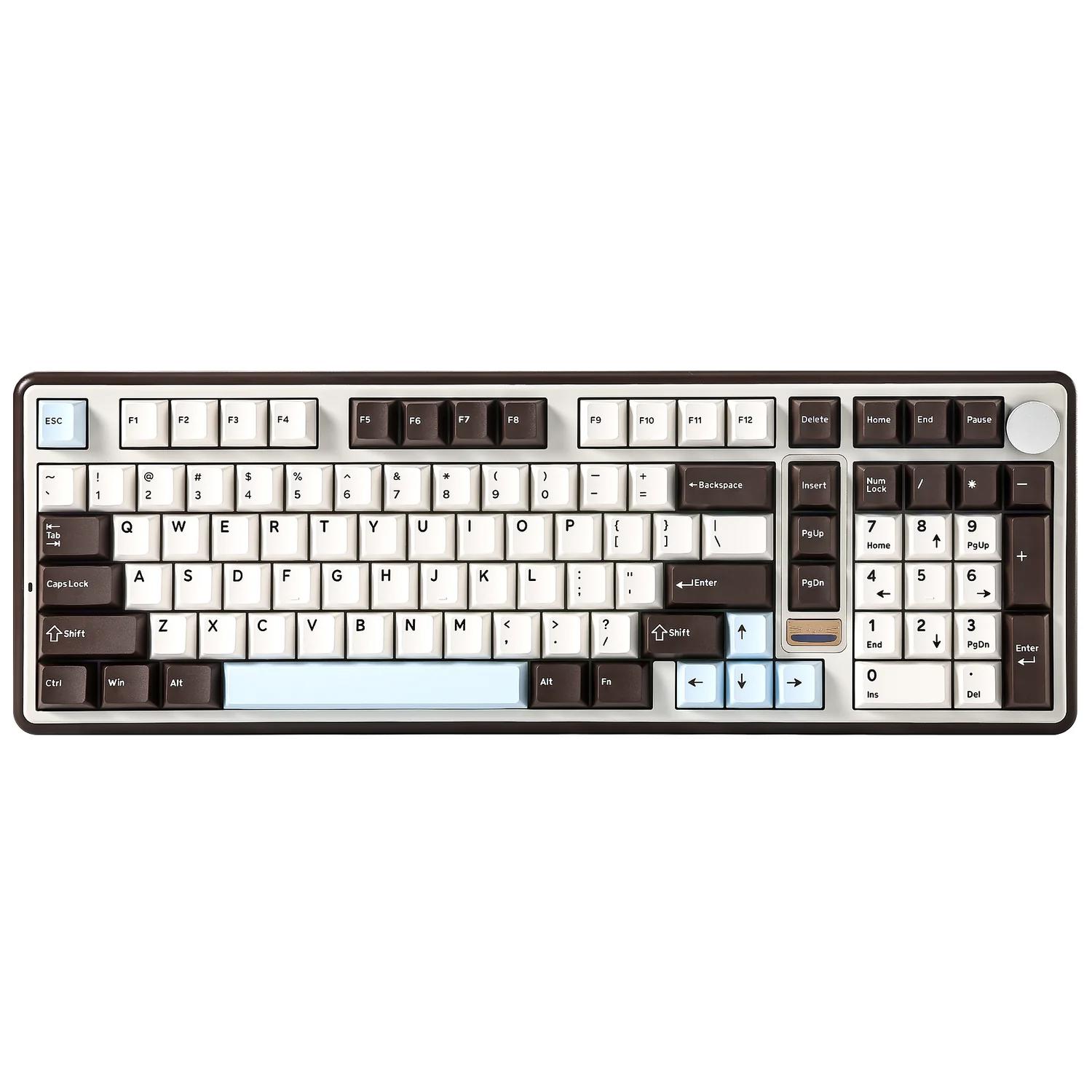 A large main feature product image of YUNZII B98 PRO QMK/VIA Hot-Swap Wireless Mechanical Keyboard - Coffee Brown (Candy Linear Switch)