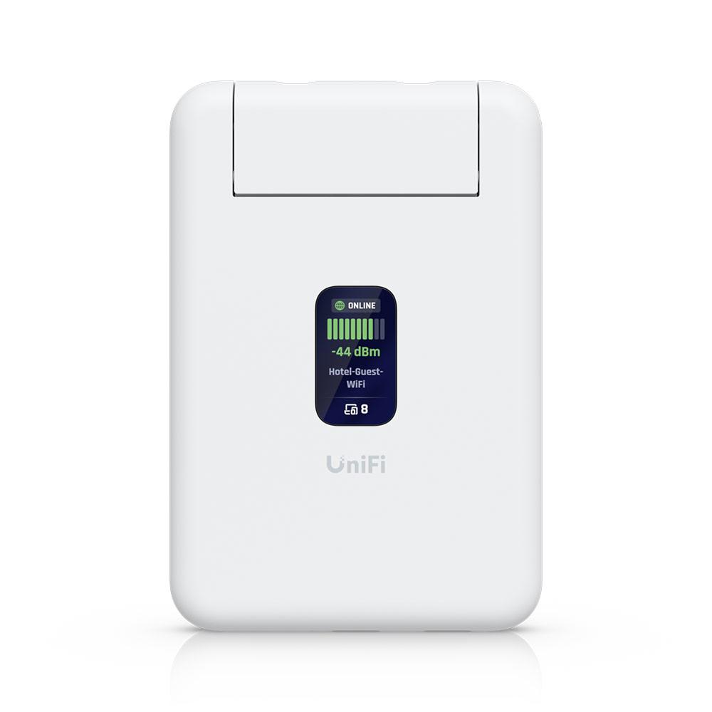 A large main feature product image of Ubiquiti UniFi Travel Router