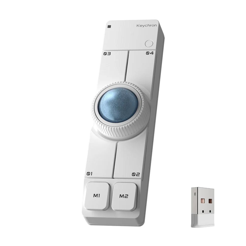 A large main feature product image of Keychron Nape Pro Wireless Trackball Mouse - White