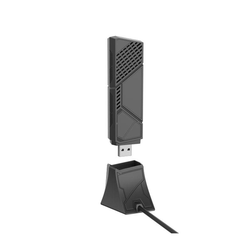 A large main feature product image of ASUS ROG USB-BE92 Tri-Band WiFi7 USB Adapter
