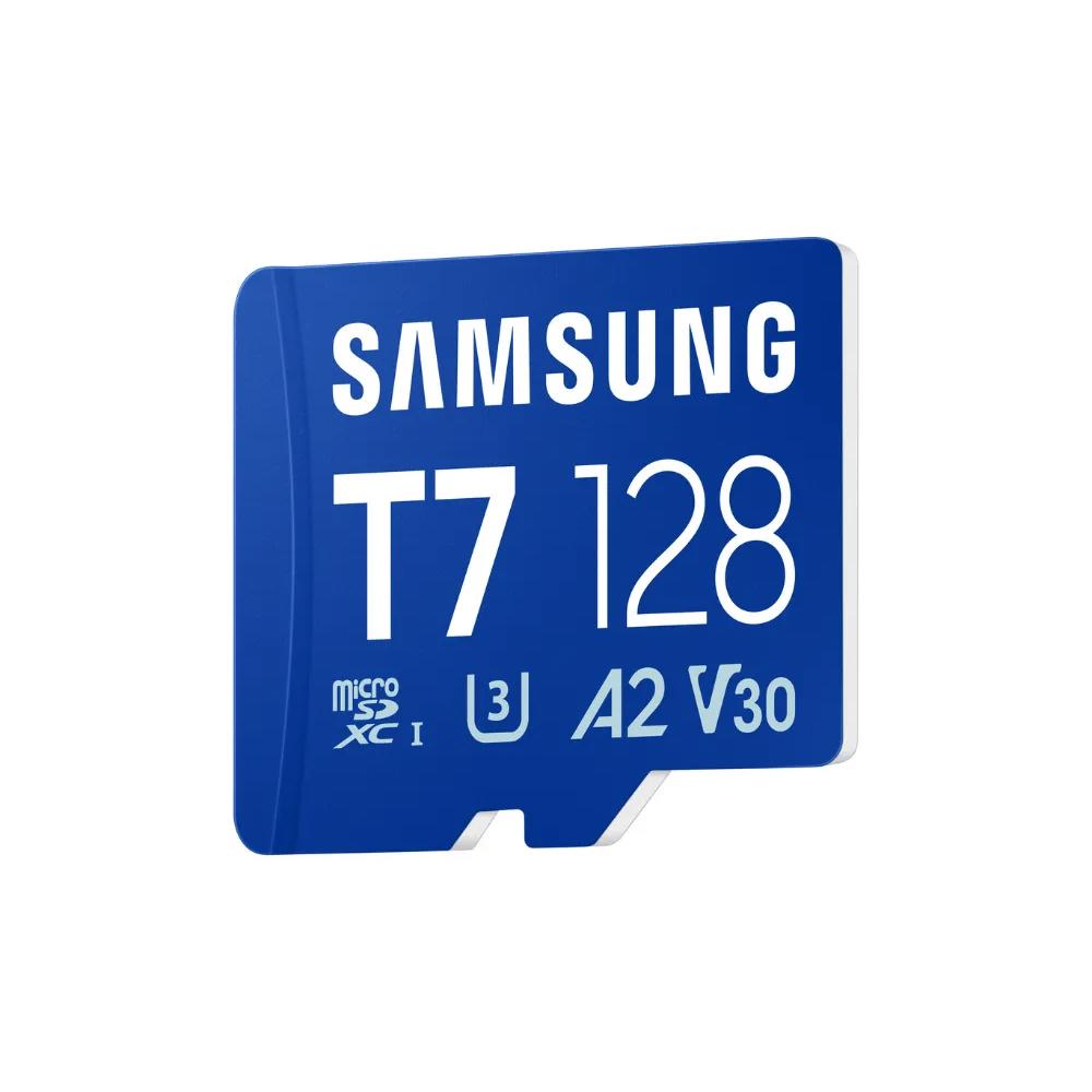 A large main feature product image of Samsung T7 microSDXC U3 A2 V30 UHS-I microSD Card - 128GB