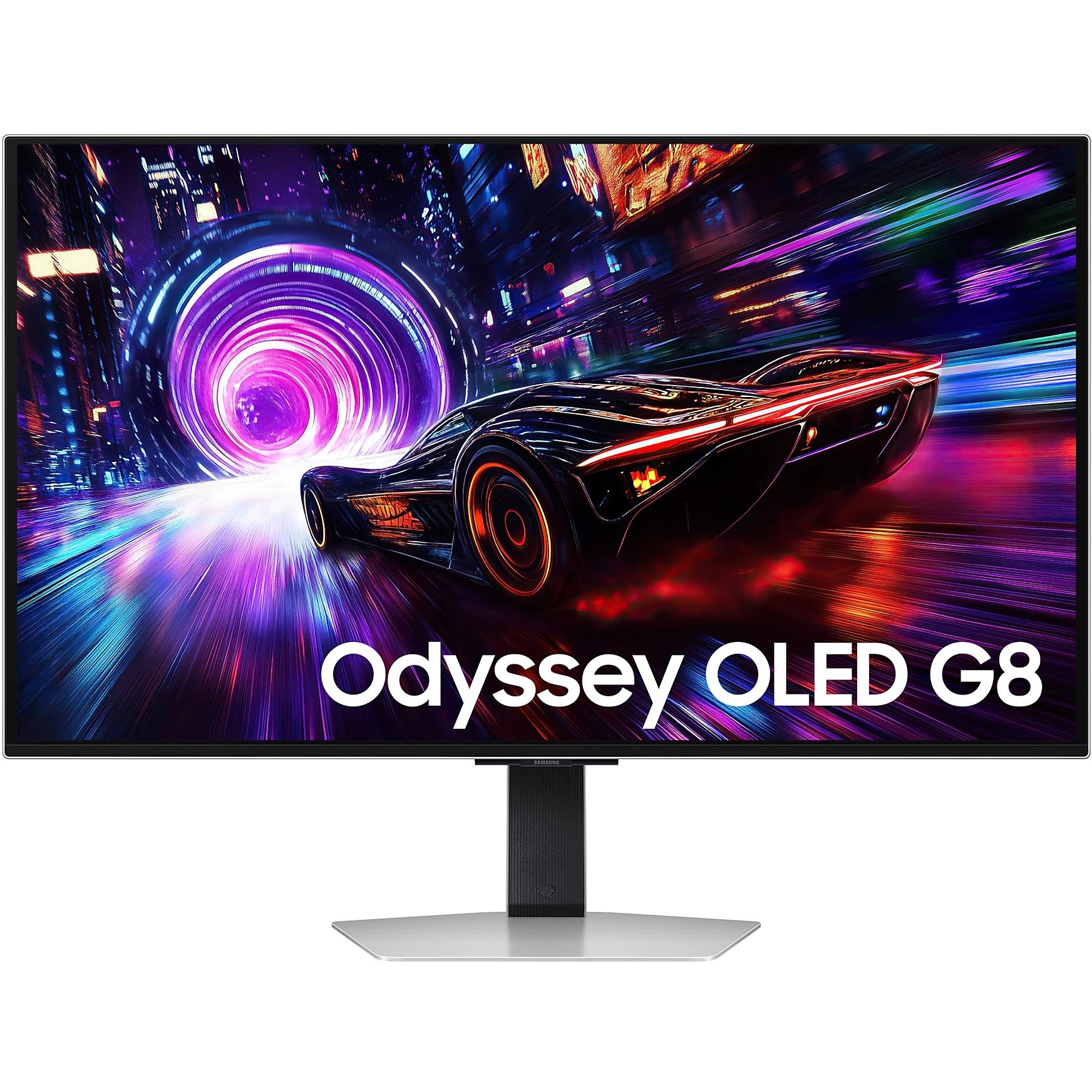 A large main feature product image of EX-DEMO Samsung Odyssey OLED G8 - 32" 4K 2160p 240Hz 0.03ms Gaming Monitor