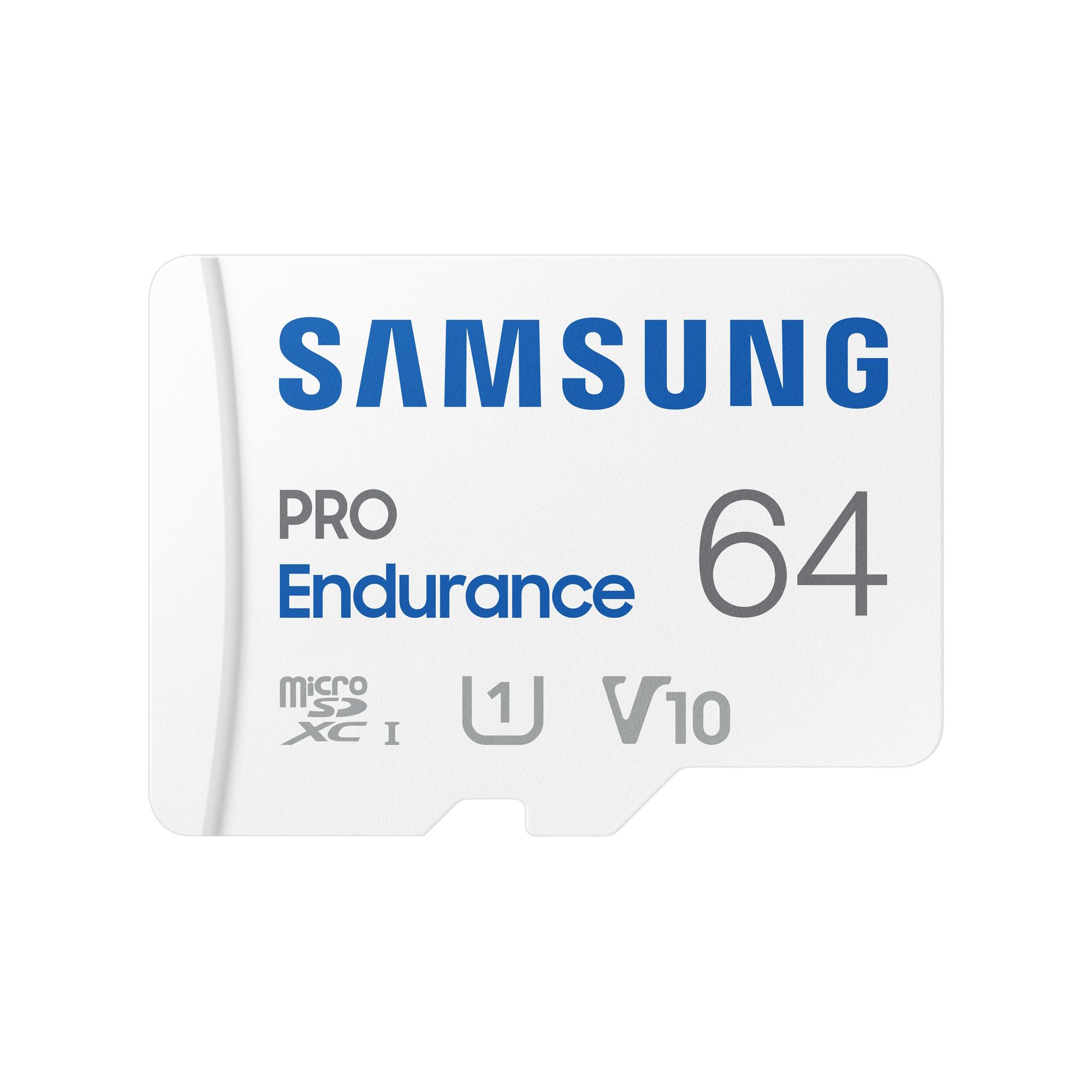 A large main feature product image of Samsung PRO Endurance microSDXC U1 V10 UHS-I microSD Card - 64GB
