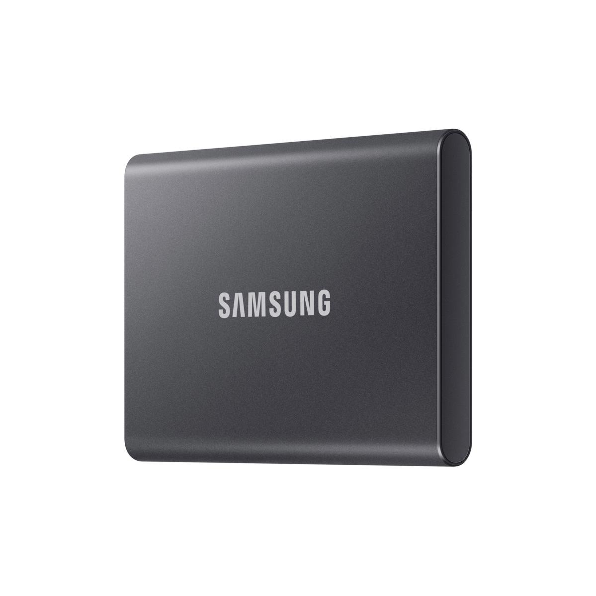 A large main feature product image of Samsung T7 Portable USB-C SSD - 1TB (Grey)