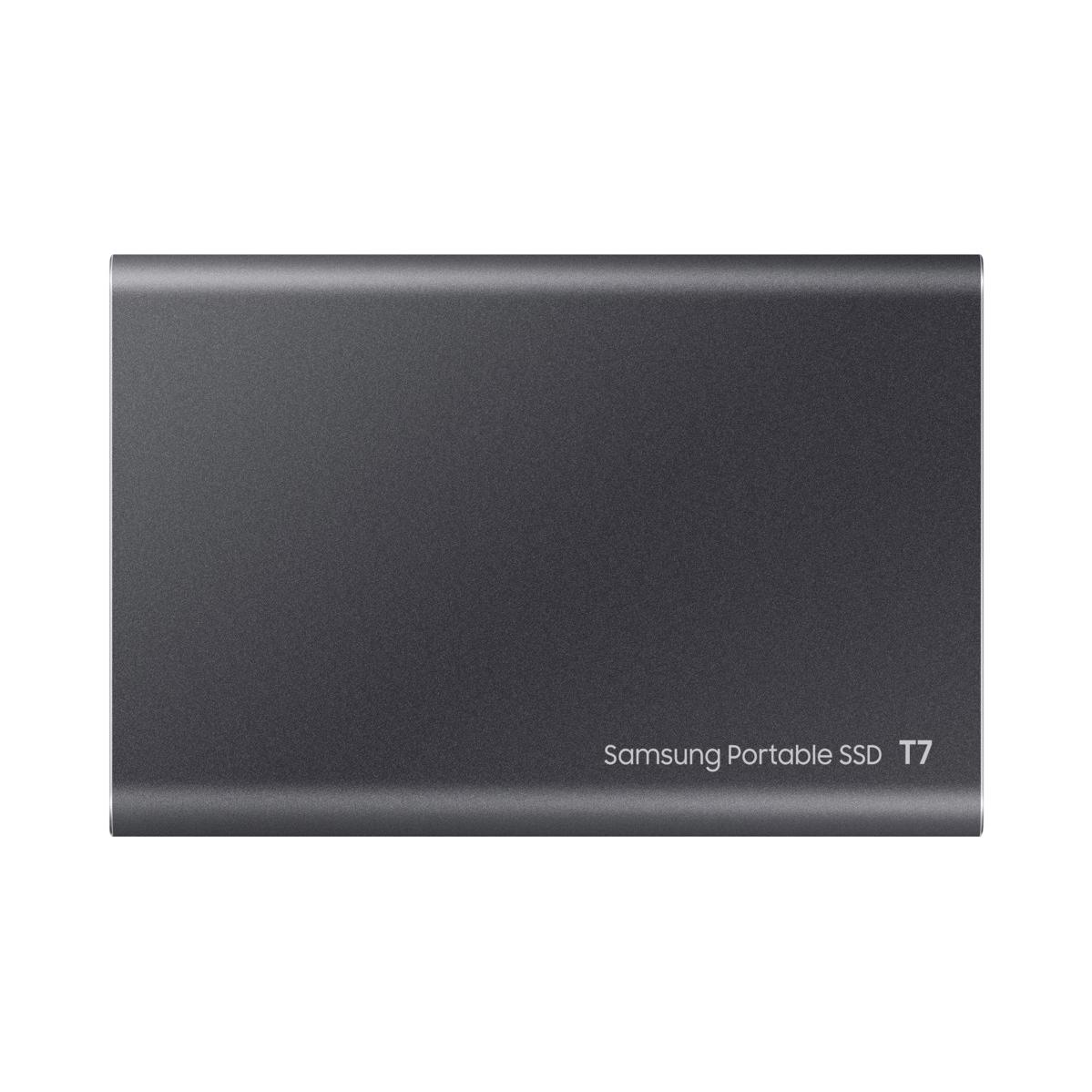 A large main feature product image of Samsung T7 Portable USB-C SSD - 1TB (Grey)