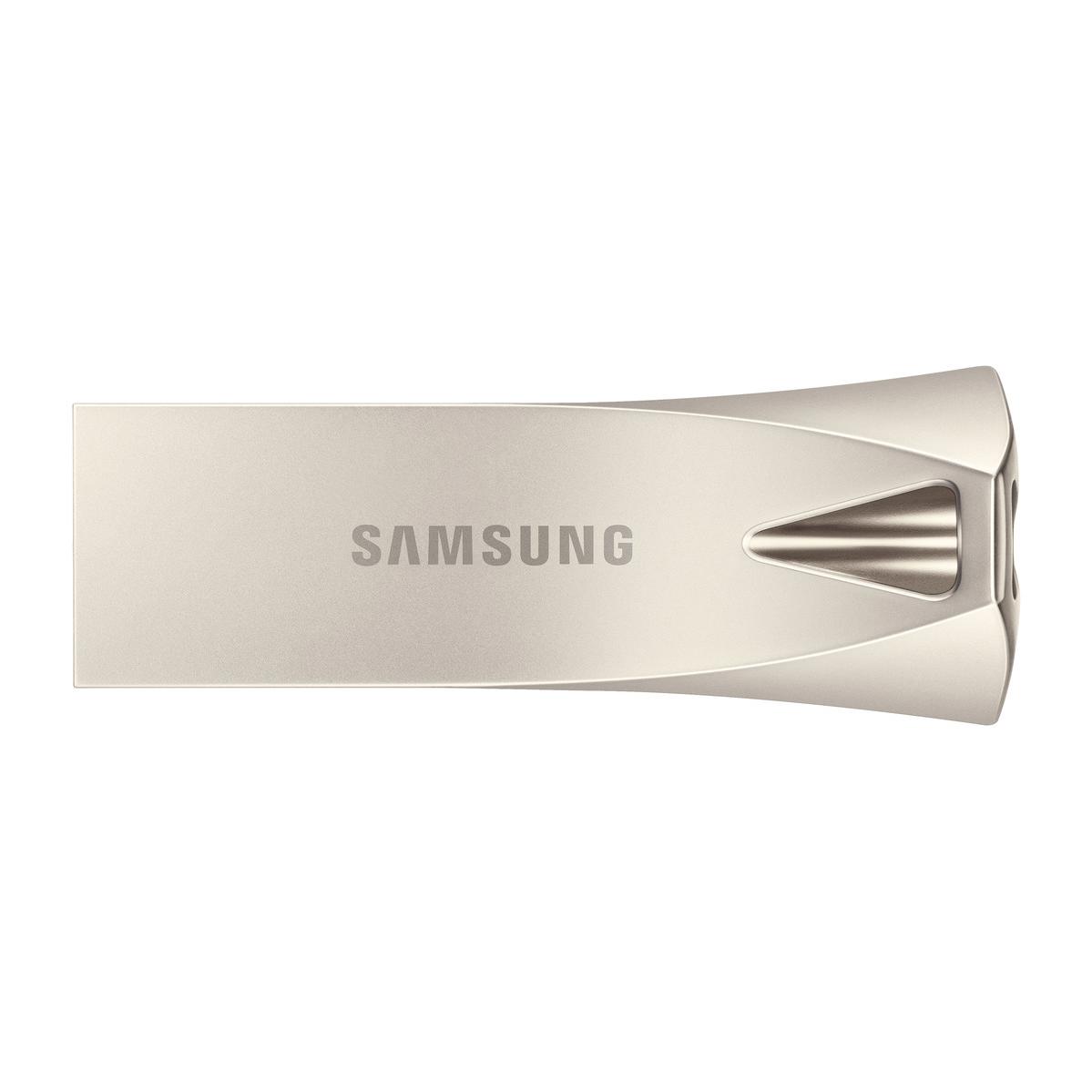 A large main feature product image of Samsung BAR Plus 128GB USB 3.1 Type-A Flash Drive - Silver