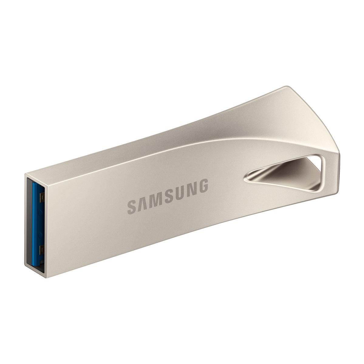 A large main feature product image of Samsung BAR Plus 128GB USB 3.1 Type-A Flash Drive - Silver