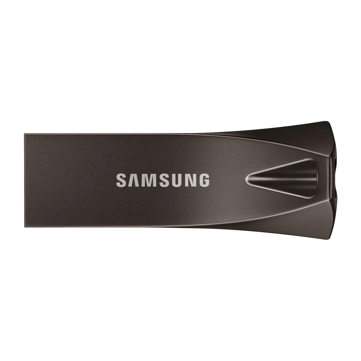 A large main feature product image of Samsung BAR Plus 64GB USB 3.1 Type-A Flash Drive - Grey