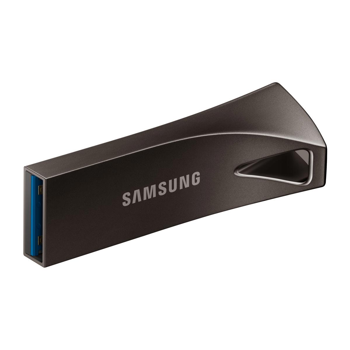 A large main feature product image of Samsung BAR Plus 64GB USB 3.1 Type-A Flash Drive - Grey
