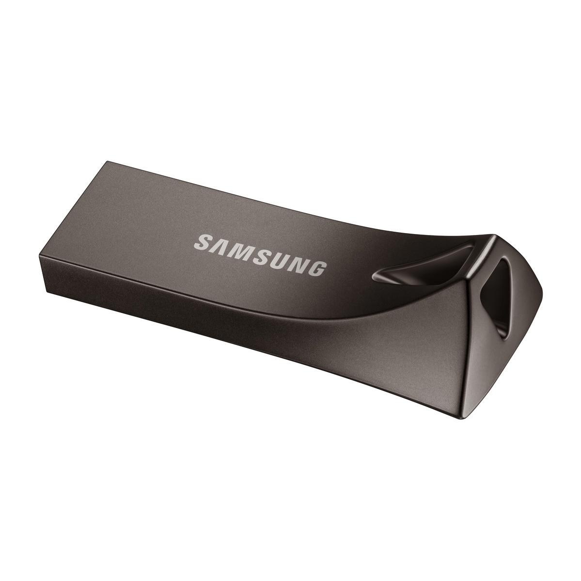 A large main feature product image of Samsung BAR Plus 64GB USB 3.1 Type-A Flash Drive - Grey
