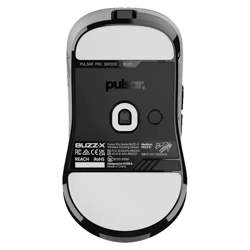 A large main feature product image of Pulsar Pro Series BUZZ-X Medium - 61g Lightweight 8K Wireless Gaming Mouse