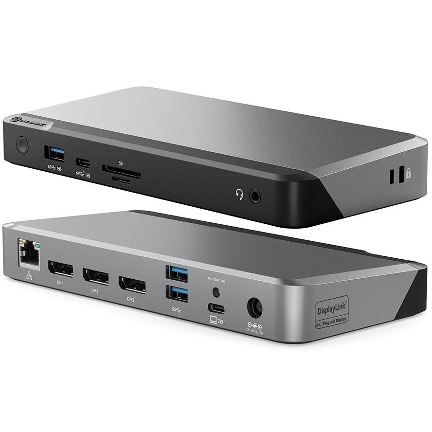 A large main feature product image of EX-DEMO ALOGIC 4K Display Universal Docking Station - 100W Power Delivery