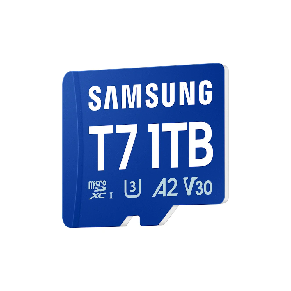 A large main feature product image of Samsung T7 microSDXC U3 A2 V30 UHS-I microSD Card - 1TB