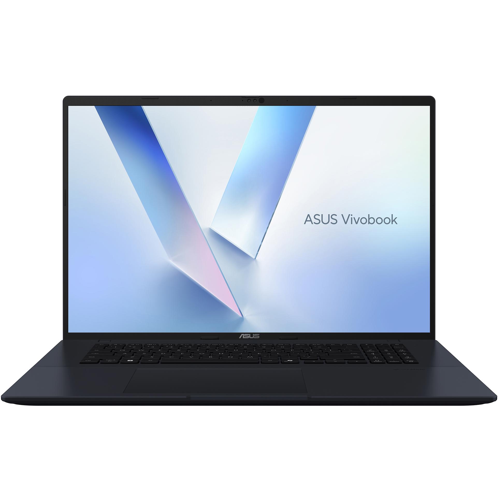 A large main feature product image of EX-DEMO ASUS Vivobook 18 (M1807) - 18" Ryzen 7 260, 16GB/1TB - Win 11 AI Notebook