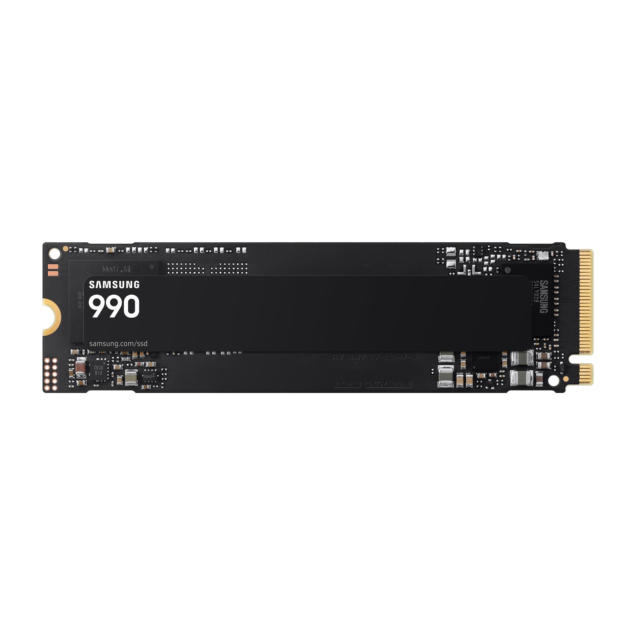 A large main feature product image of Samsung 990 PCIe Gen4 NVMe M.2 SSD - 1TB
