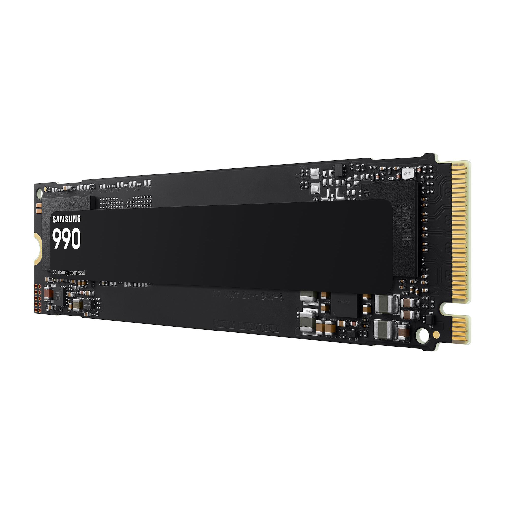 A large main feature product image of Samsung 990 PCIe Gen4 NVMe M.2 SSD - 1TB
