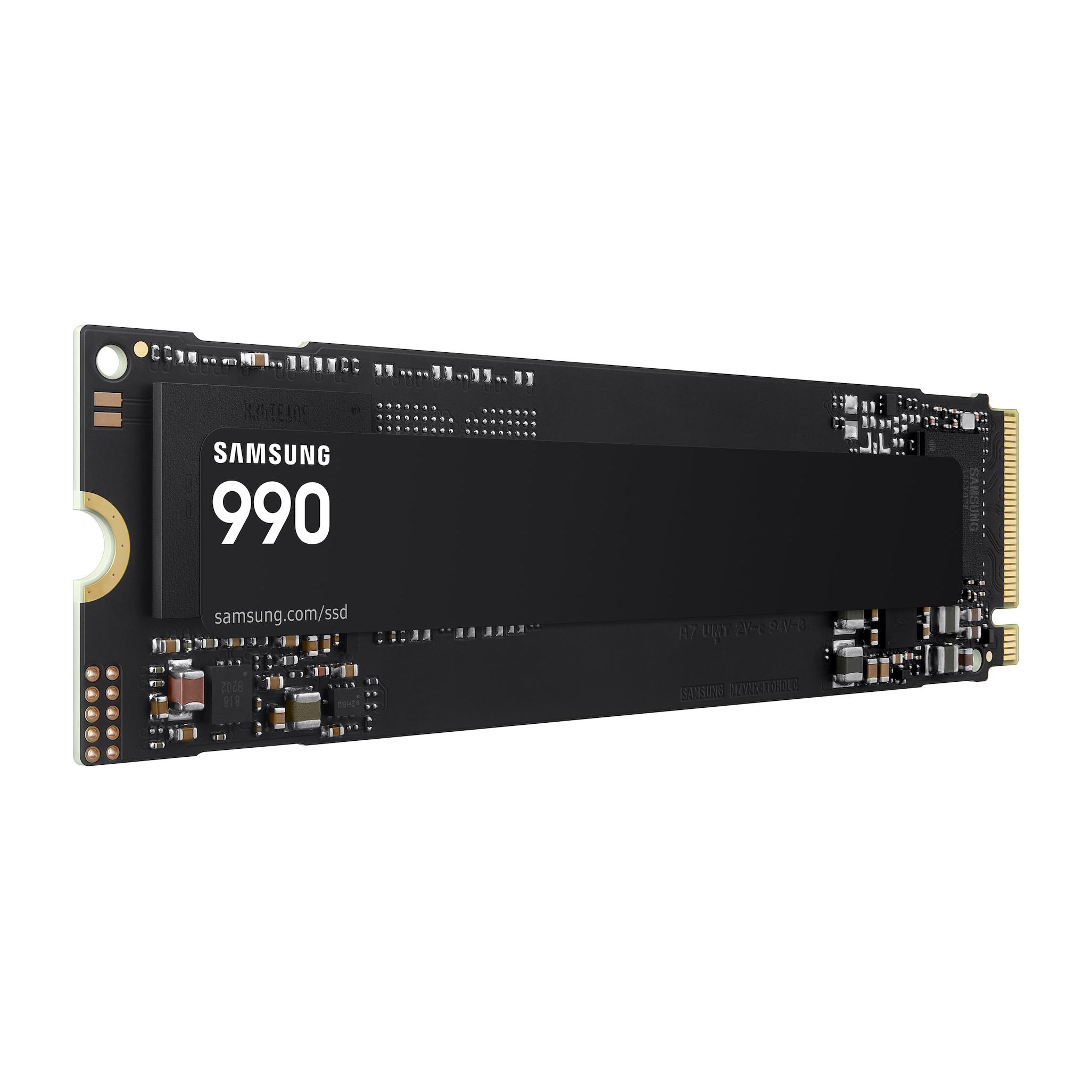 A large main feature product image of Samsung 990 PCIe Gen4 NVMe M.2 SSD - 1TB