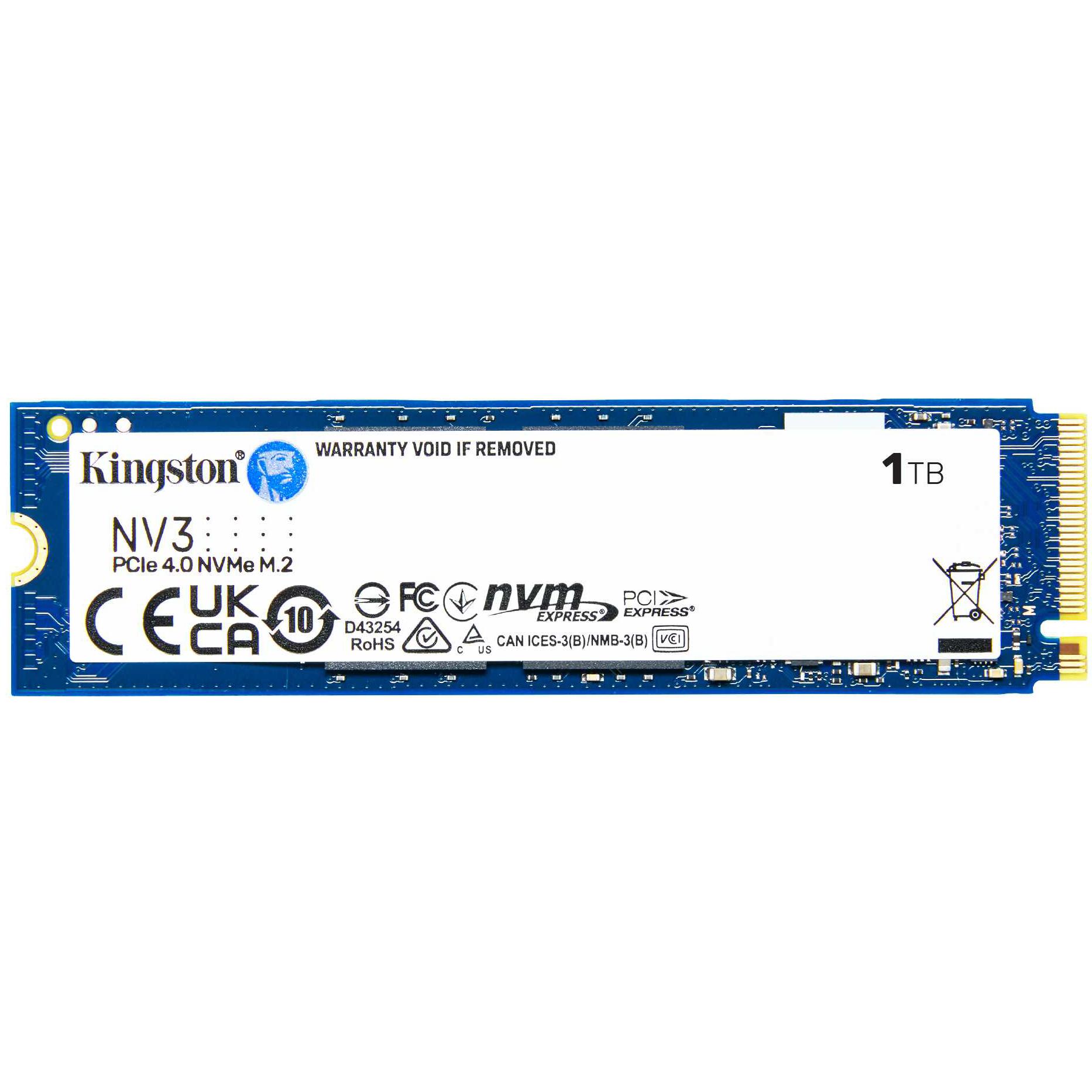 A large main feature product image of EX-DEMO Kingston NV3 PCIe Gen4 NVMe M.2 SSD - 1TB