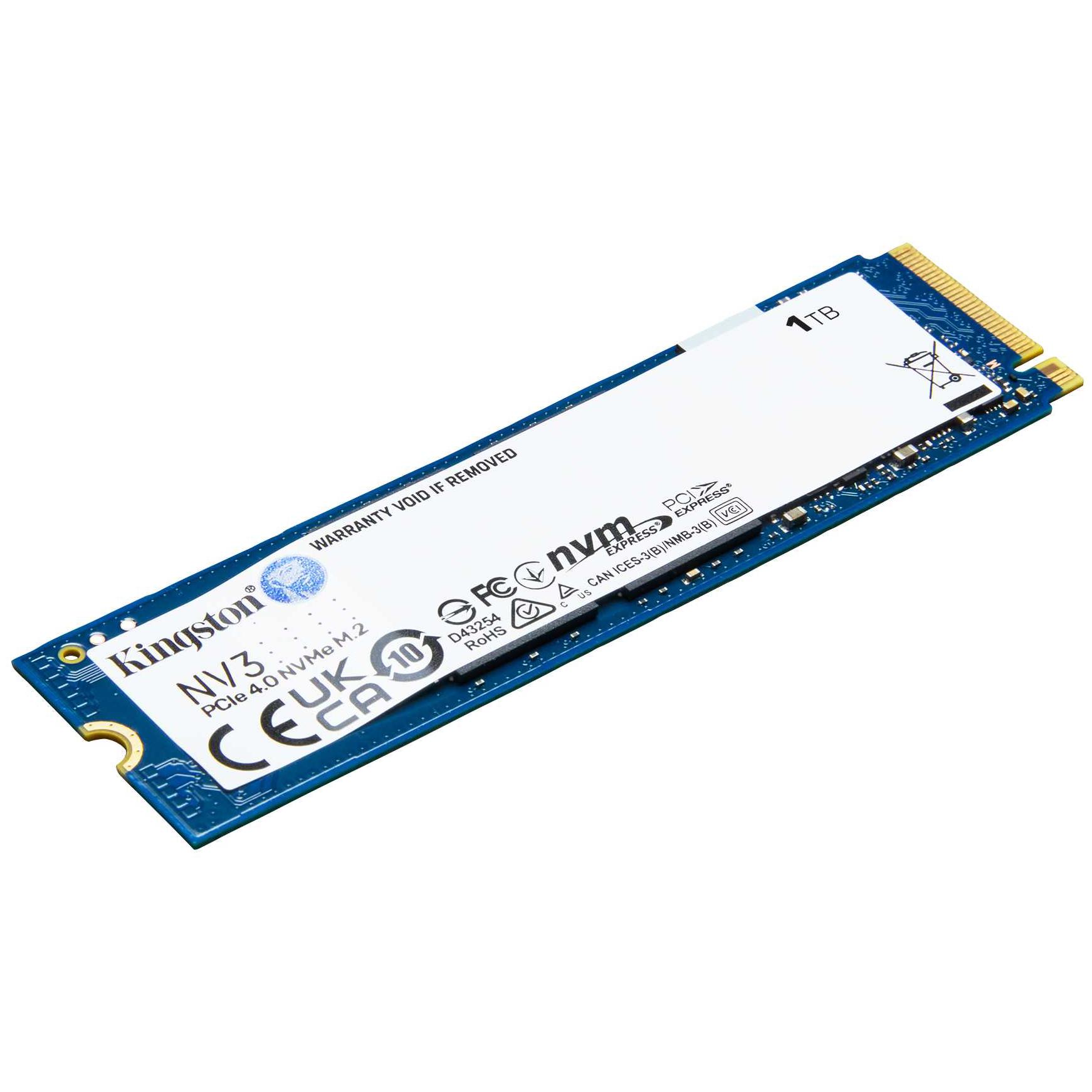 A large main feature product image of EX-DEMO Kingston NV3 PCIe Gen4 NVMe M.2 SSD - 1TB