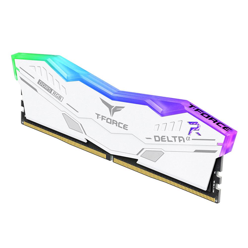 A large main feature product image of EX-DEMO TeamGroup T-Force DELTAα RGB 16GB Kit (2x8GB) DDR5-6000 C30 - White