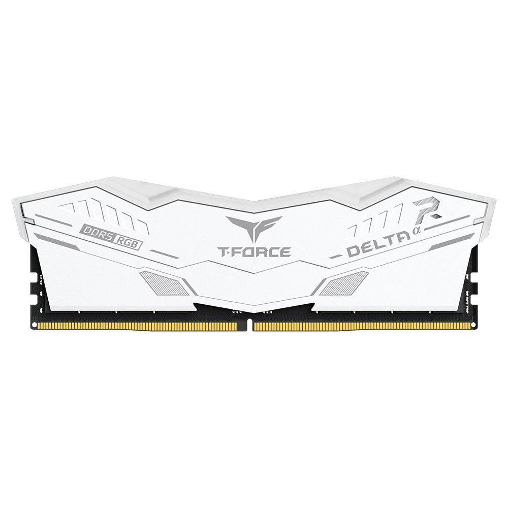 A large main feature product image of EX-DEMO TeamGroup T-Force DELTAα RGB 16GB Kit (2x8GB) DDR5-6000 C30 - White