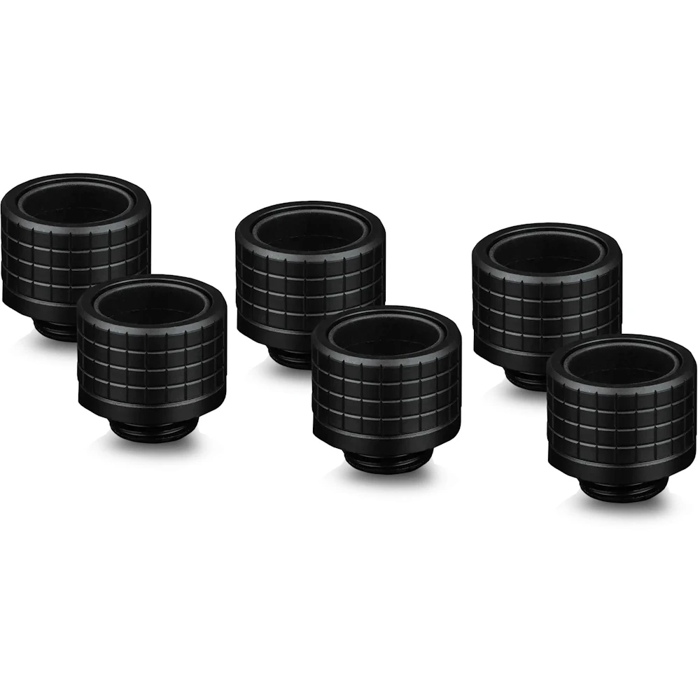 Thermal Grizzly DeltaMate HT16 - G1/4" 16mm Hard Tube Compression Fitting 6-Pack (Black)