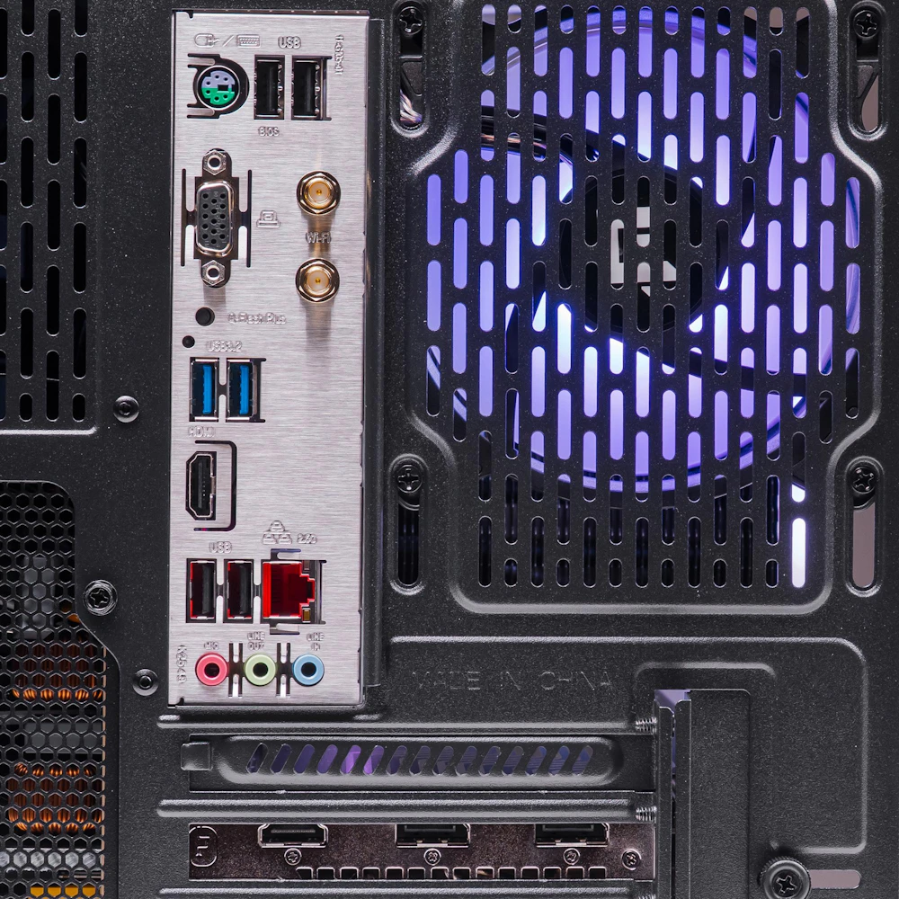 A large main feature product image of PLE Orbit RX 9060 XT Prebuilt Ready To Go Gaming PC