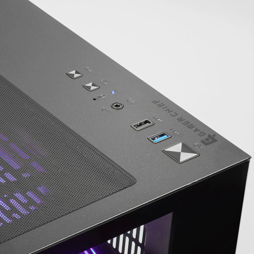 A large main feature product image of PLE Orbit RX 9060 XT Prebuilt Ready To Go Gaming PC