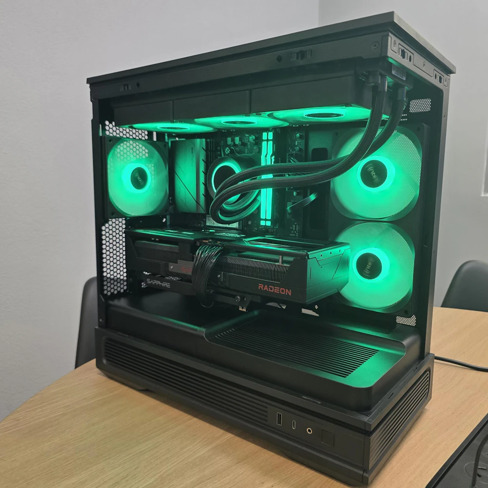 A large main feature product image of PLE Pulse RX 9070 XT Prebuilt Ready To Go Gaming PC