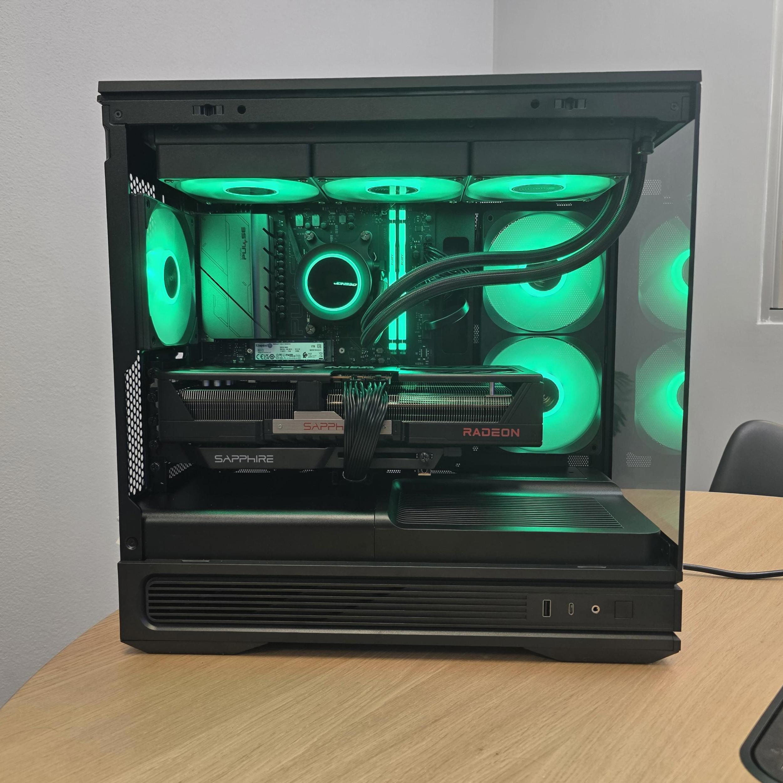 A large main feature product image of PLE Pulse RX 9070 XT Prebuilt Ready To Go Gaming PC